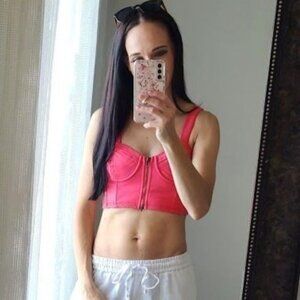 Lush Hot Pink Corset Tank Top Cut-Out Shirt Women's S